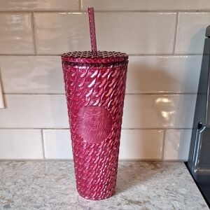Starbucks Holiday Chained Link Raspberry Burgundy Red Venti 24oz Tumbler